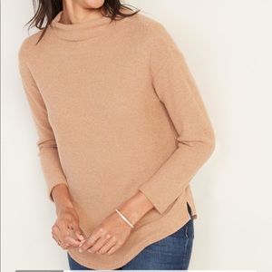 Textured Plush-Knit Funnel Neck Sweater XS